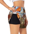 thumbnail image 1 of Balery Vibrant Field Of Blossoms Pattern Women's Running Shorts with Liner 2 Pockets Elastic Workout Athletic Gym Yoga Shorts-Large, 1 of 7