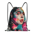 Balery Vibrant Street Art Portrait Pattern Drawstring Backpack Bag