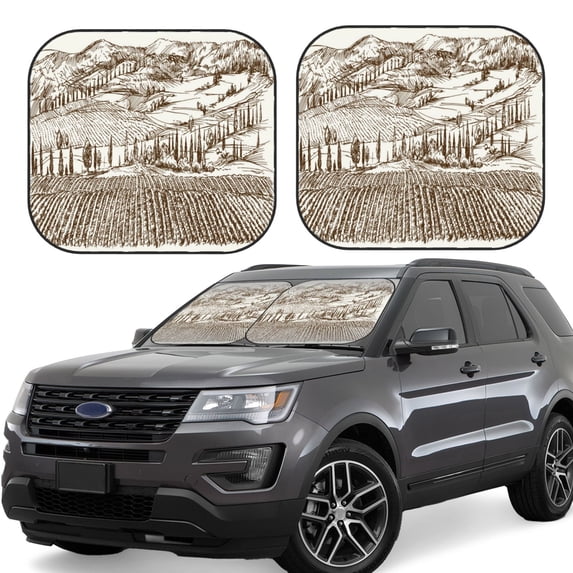 Balery 2 Piece Vineyard Landscape 1 Car Windshield Sun Shade|Foldable Front Windshield Shade for Car Front Window for Most Sedans SUV Truck-Large