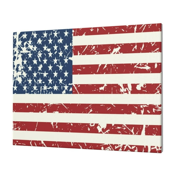 Balery Vintage American Flag Pattern Canvas Decorative Picture – 30x40in Premium Wall Art, Modern Canvas Print for Home Decor（Horizontal）
