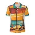 thumbnail image 1 of Balery Vintage Beach Sunset Printed Men’s Short Sleeve Polo Shirt, Midweight Men's Shirt,Golf Polo shirts -X-Large, 1 of 8