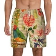 thumbnail image 1 of Balery Vintage Bird Mens Swim Trunks Swim Shorts for Men Quick Dry Inseam Beach Shorts with Compression Liner Pocket-3X-Large, 1 of 9