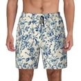 thumbnail image 1 of Balery Vintage Blue Floral Mens Swim Trunks Swim Shorts for Men Quick Dry Inseam Beach Shorts with Compression Liner Pocket-3X-Large, 1 of 9