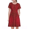 thumbnail image 1 of Balery Vintage Burgundy Pattern Womens Dresses Loose Short sleeve Sundresses Swimsuit Coverup 2025 Summer Casual Dress for Women - A-Line Swing Dress, 1 of 6