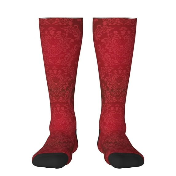 Balery Vintage Burgundy Printed Novelty Socks Men's Women's Crew Socks Sports Socks Knee High Socks Cotton Socks Quirky and Cool Socks