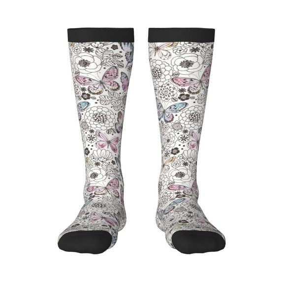 Balery Vintage Butterflies Fun Novelty Socks Men'S Women'S Crew Socks Funny Crazy Novelty Socks Quirky And Cool Socks