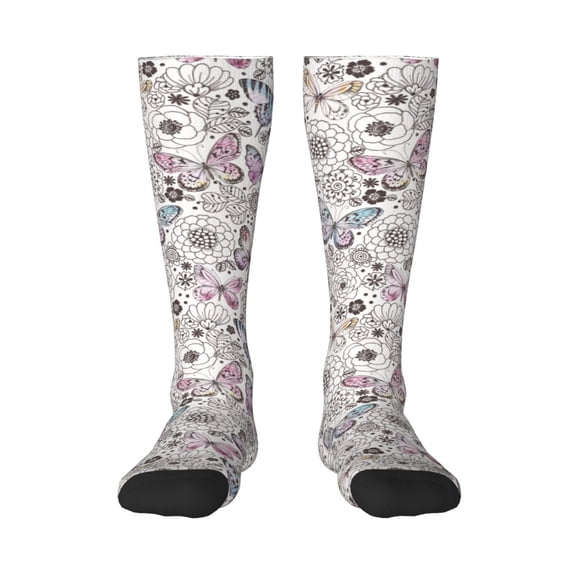 Balery Vintage Butterflies Fun Novelty Socks Men'S Women'S Crew Socks Funny Crazy Novelty Socks Quirky And Cool Socks