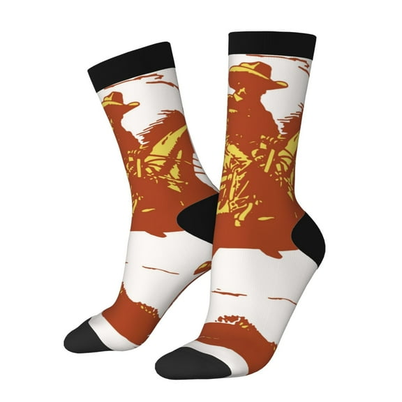 Balery Vintage Cowboy On A Bronco Horse Pattern Crew Socks Unisex– Soft & Breathable Socks for Men & Women, One-Size Fits Most (US 5-11), Comfortable & Durable for Daily Wear
