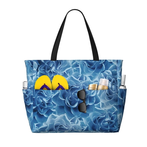 Balery Vintage Floral Beach Travel Bag - Water-Resistant, Large Capacity Lightweight Tote with 7 Pockets for Women and Men - Perfect for Beach, Pool, Gym, and Travel