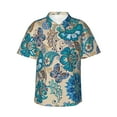 thumbnail image 1 of Balery Vintage Floral Butterflies Print Men's Hawaiian Shirts Short Sleeve Beach Shirt Relaxed Fit Vacation Button Down Shirts-Small, 1 of 9