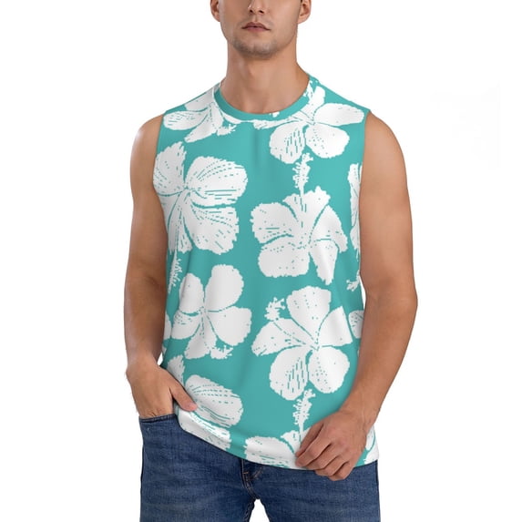 Balery Vintage Floral Men's Sleeveless Muscle Shirts Workout Tank Top, Moisture Wicking, Odor Protection-Medium