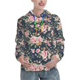 thumbnail image 1 of Balery Vintage Floral Pattern Womens Long Sleeve Hoodie, Pullover Hooded Sweatshirt, Kangaroo Pocket Hoodie with Eye-catching Drawstrings-Small, 1 of 7