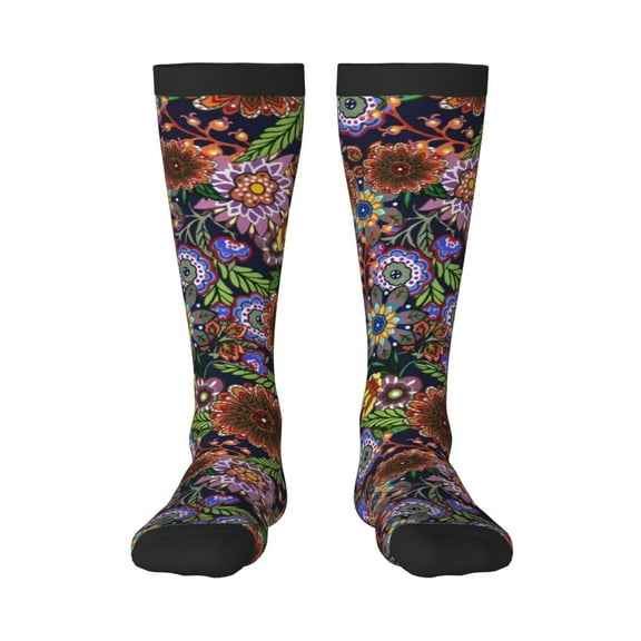 Balery Vintage Floral Printed Novelty Socks Men's Women's Crew Socks Sports Socks Knee High Socks Cotton Socks Quirky and Cool Socks