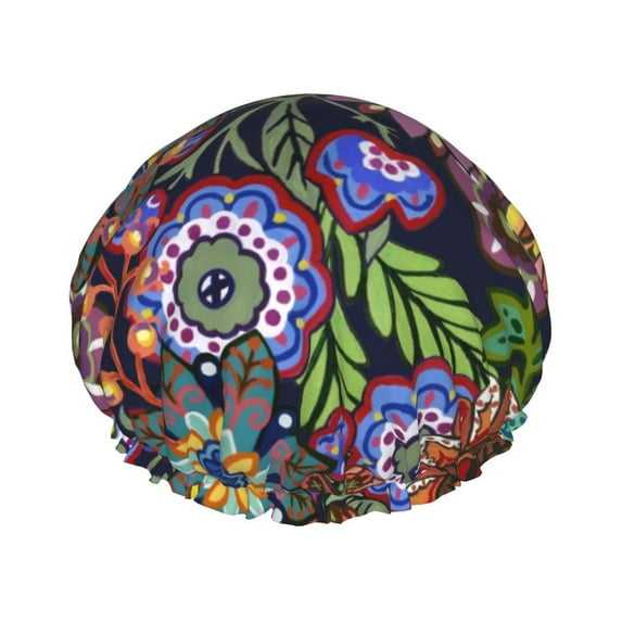 Balery Vintage Floral Shower Caps, Double Layer Waterproof Shower Cap, Double Layers Reusable Shower Cap With Soft Comfortable For Long Thick Hair Soft Bath Shower Hair Caps