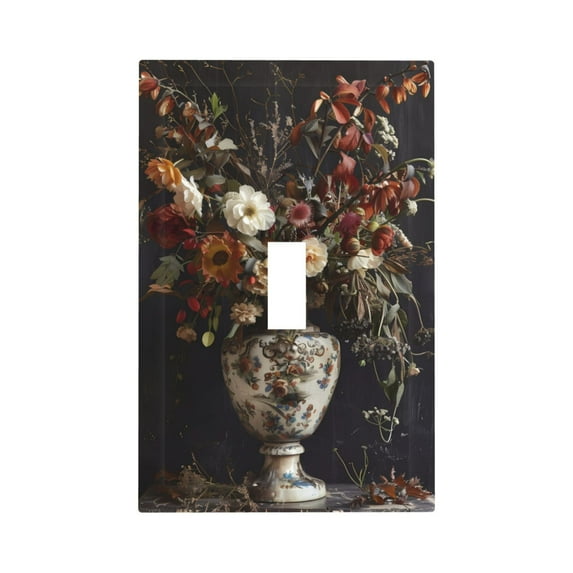 Balery Vintage Floral Vase A for Duplex Wall Plates Kit, Electrical Outlet Covers, Standard Size 1-Gang 5.0" x3.0", Electric Receptacle Plug Covers-Style T