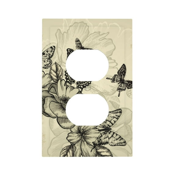 Balery Vintage Floral for Duplex Wall Plates Kit, Electrical Outlet Covers, Standard Size 1-Gang 5.0" x3.0", Electric Receptacle Plug Covers-Style S