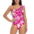 thumbnail image 1 of Balery Vintage Flowers One Shoulder Swimsuits for Women Ruffle Swimsuits Tummy Control One Shoulder Bathing Suits-Small, 1 of 8