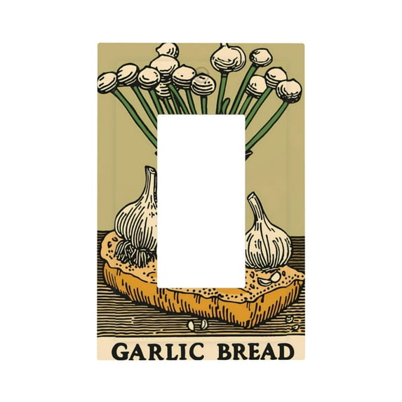 Balery Vintage Garlic Bread Illustration for Duplex Wall Plates Kit, Electrical Outlet Covers, Standard Size 1-Gang 5.0" x3.0", Electric Receptacle Plug Covers-Style U