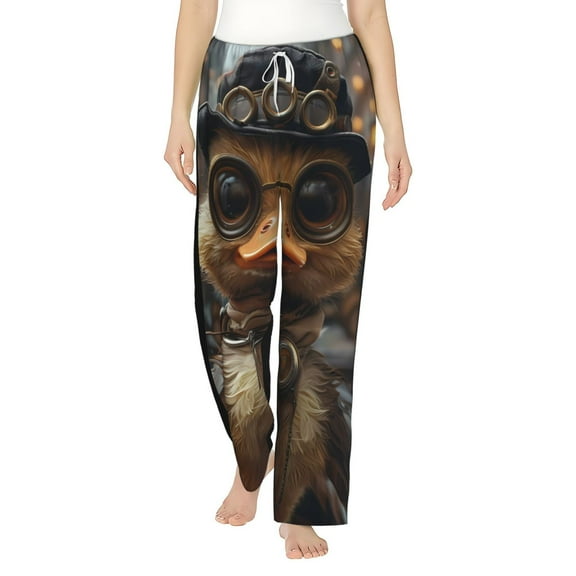 Balery Vintage Gentleman Duck print Women's Pajama Pants,Ultra Lightweight Pjs,Lounge Pant-Medium