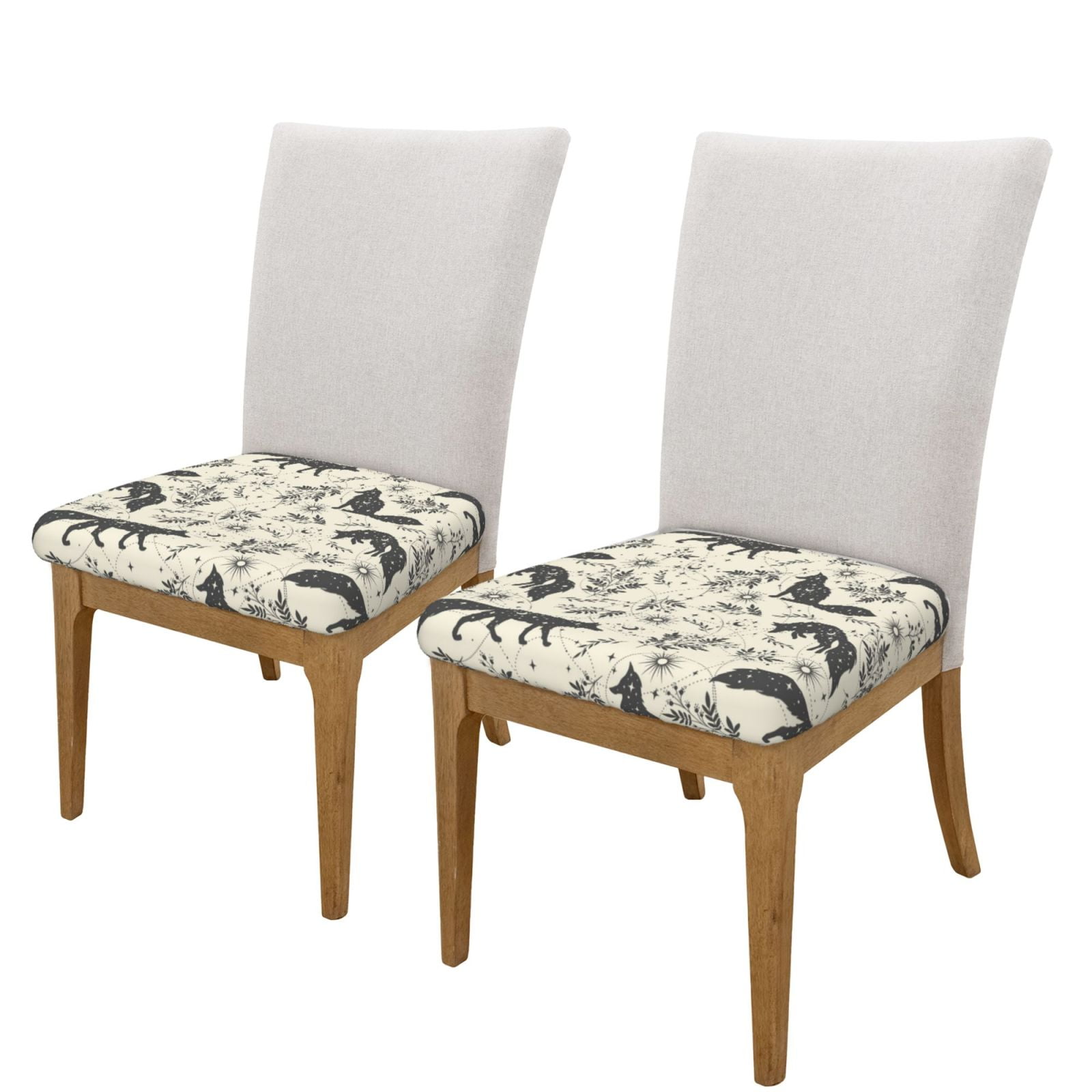 Balery Vintage Moon Fox Stretch Couch Cushion Covers, Individual Sofa