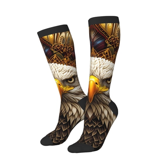 Balery Vintage Pattern Bald Eagle Printed Novelty Socks Men's Women's Crew Socks Sports Socks Knee High Socks Cotton Socks Quirky and Cool Socks