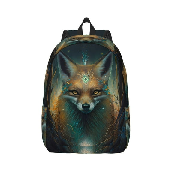 Balery Vintage Pattern Fox Vintage Canvas Backpack for Men and Women - Large Capacity, Durable Travel Laptop Bag for School, Work, Hiking, and Outdoor Activities-Small