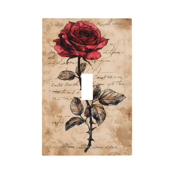 Balery Vintage Rose Botanical Art for Duplex Wall Plates Kit, Electrical Outlet Covers, Standard Size 1-Gang 5.0" x3.0", Electric Receptacle Plug Covers-Style T
