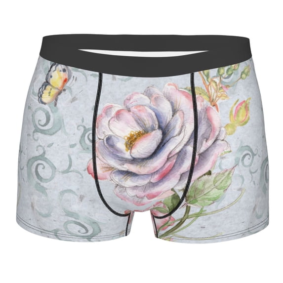 Balery Vintage Rose Men's Boxer Briefs, Soft and Breathable Cotton Underwear with nylon Waistband-XX-Large