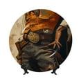 thumbnail image 1 of Balery Vintage Style Elk Print Bone China Decorative Plate Ceramic Dinner Plates Art Crafts with Display Stand-6in, 1 of 6