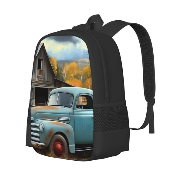 Balery Vintage Truck Farm Scene Backpack for Men and Women - Durable 600D Oxford Cloth -Large Capacity, Water-Resistant School, Travel, and Hiking Bag