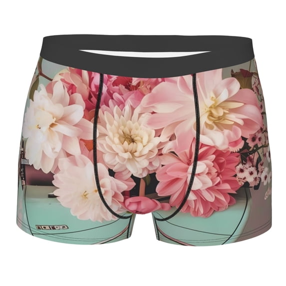 Balery Vintage Typewriter Floral Men's Boxer Briefs, Soft and Breathable Cotton Underwear with nylon Waistband-Small