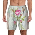 thumbnail image 1 of Balery Vintage Wood Background with Floral Mens Swim Trunks Swim Shorts for Men Quick Dry Inseam Beach Shorts with Compression Liner Pocket-X-Large, 1 of 9