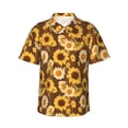 thumbnail image 1 of Balery Vintage Wood Grain Sunflower A Print Men's Hawaiian Shirts Short Sleeve Beach Shirt Relaxed Fit Vacation Button Down Shirts-3X-Large, 1 of 9