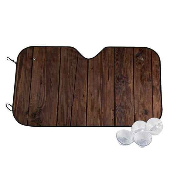 Balery Vintage Wood Windshield Sun Shade, Car Front Window Sunshade Cover ,Automotive Interior Portected Blocks Uv Rays For Car Pickup Truck Suv Accessories- Small