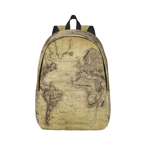 Balery Vintage World Map Vintage Canvas Backpack for Men and Women - Large Capacity, Durable Travel Laptop Bag for School, Work, Hiking, and Outdoor Activities