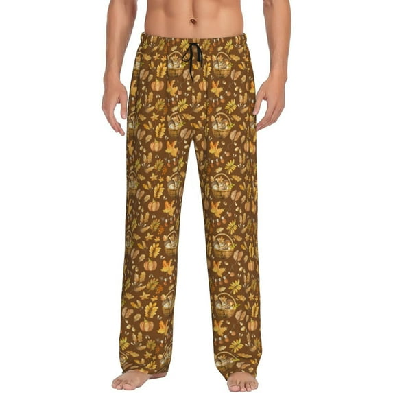 Balery Vintage fall harvest basket print Men's Pajama Pants,Ultra Lightweight Pjs,Lounge Pant-Small