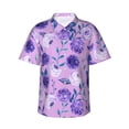 thumbnail image 1 of Balery Violet Print Men's Hawaiian Shirts Short Sleeve Beach Shirt Relaxed Fit Vacation Button Down Shirts-X-Large, 1 of 9