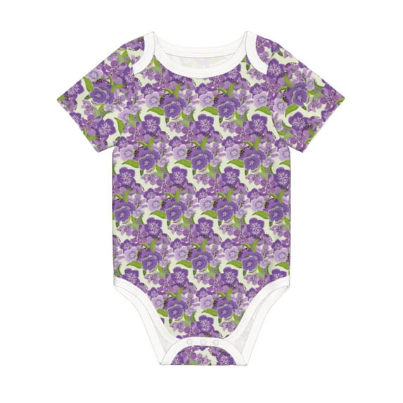 Balery Violets Flowers Pattern Baby Climbing Clothes Infant Bodysuit Cute Infant Bodysuit Baby Romper-3 Months