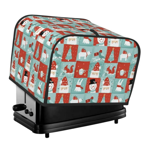 Balery Warm Christmas Memories Pattern Oven Cover Kitchen Bread Machine Protector, 4 Slice Toaster Cover for Home, Anti Dust Fingerprint Coaster Cover
