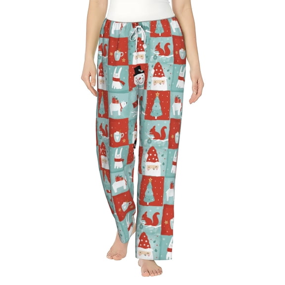 Balery Warm Christmas Memories print Women's Pajama Pants,Ultra Lightweight Pjs,Lounge Pant-Small