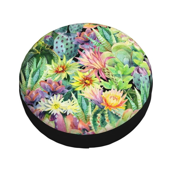 Balery Watercolor Blooming Cactus Tire Covers - Tough Tire Wheel Protector for Truck, SUV, Trailer, Camper, RV -17 inch