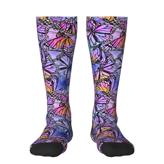 Balery Watercolor Butterflies Printed Novelty Socks Men's Women's Crew Socks Sports Socks Knee High Socks Cotton Socks Quirky and Cool Socks