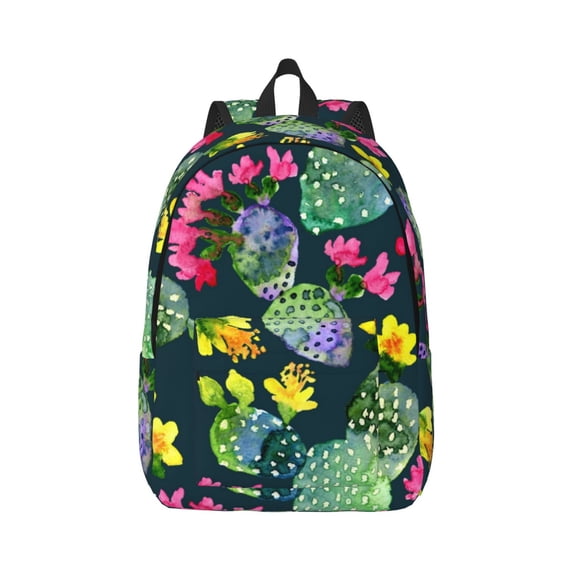 Balery Watercolor Cactuses Vintage Canvas Backpack for Men and Women - Large Capacity, Durable Travel Laptop Bag for School, Work, Hiking, and Outdoor Activities