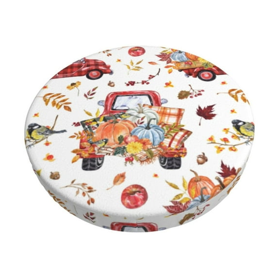 Balery Watercolor Fall Round Bar Stool Seat Covers Velvet Fabric Adjustable Protects from Scratches and Stains for 14-17 Inch Chair-12 inch