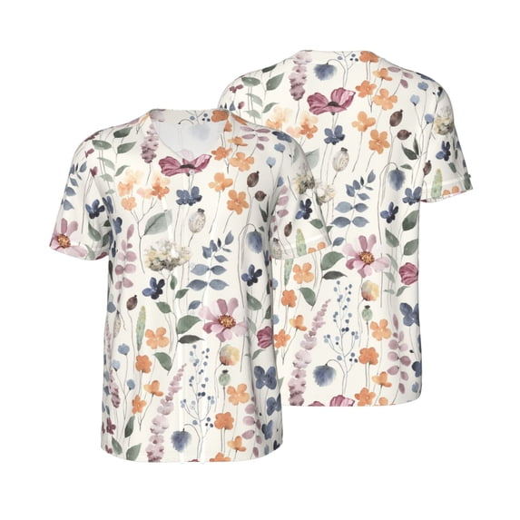 Balery Watercolor Floral Baseball Jersey for Men Casual Button Down Shirts Short Sleeve Active Team Sports Uniform-Medium