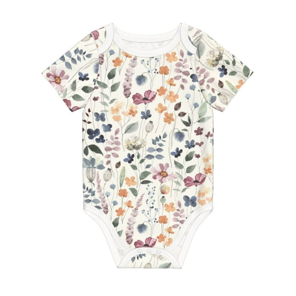 Balery Watercolor Floral Pattern Baby Climbing Clothes Infant Bodysuit Cute Infant Bodysuit Baby Romper-9M