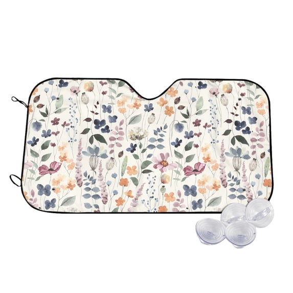 Balery Watercolor Floral Print Car Windshield Sun Shade,Windshield Sunshade for Car Pickup Truck SUV Accessories-Small