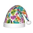 thumbnail image 1 of Balery Watercolor Flowers Pattern Santa Hat Christmas Hat Funny Christmas Hat Christmas Knitted Beanie Hat For Kids, 1 of 6