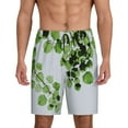 thumbnail image 1 of Balery Watercolor Green Leaves Men's Cotton Knit Pajama Shorts Waistband & Pockets,Short Pajama Pants-XX-Large, 1 of 8