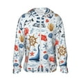 thumbnail image 1 of Balery Watercolor Nautical Men's Women's UPF 50+ Sun Protection Lightweight Hoodie Performance Long Sleeve Shirt for Fishing Running-Large, 1 of 9